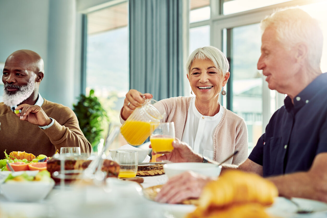 a group of people sitting at a table