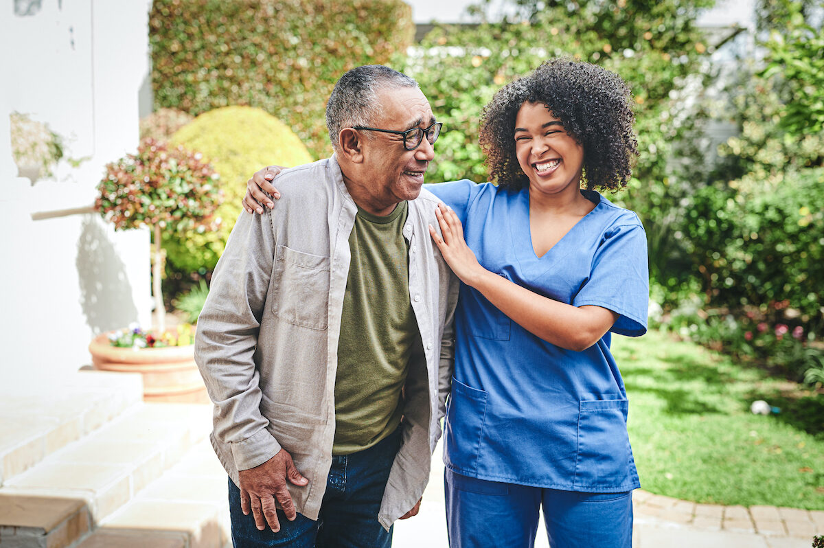 a nurse and a person smiling