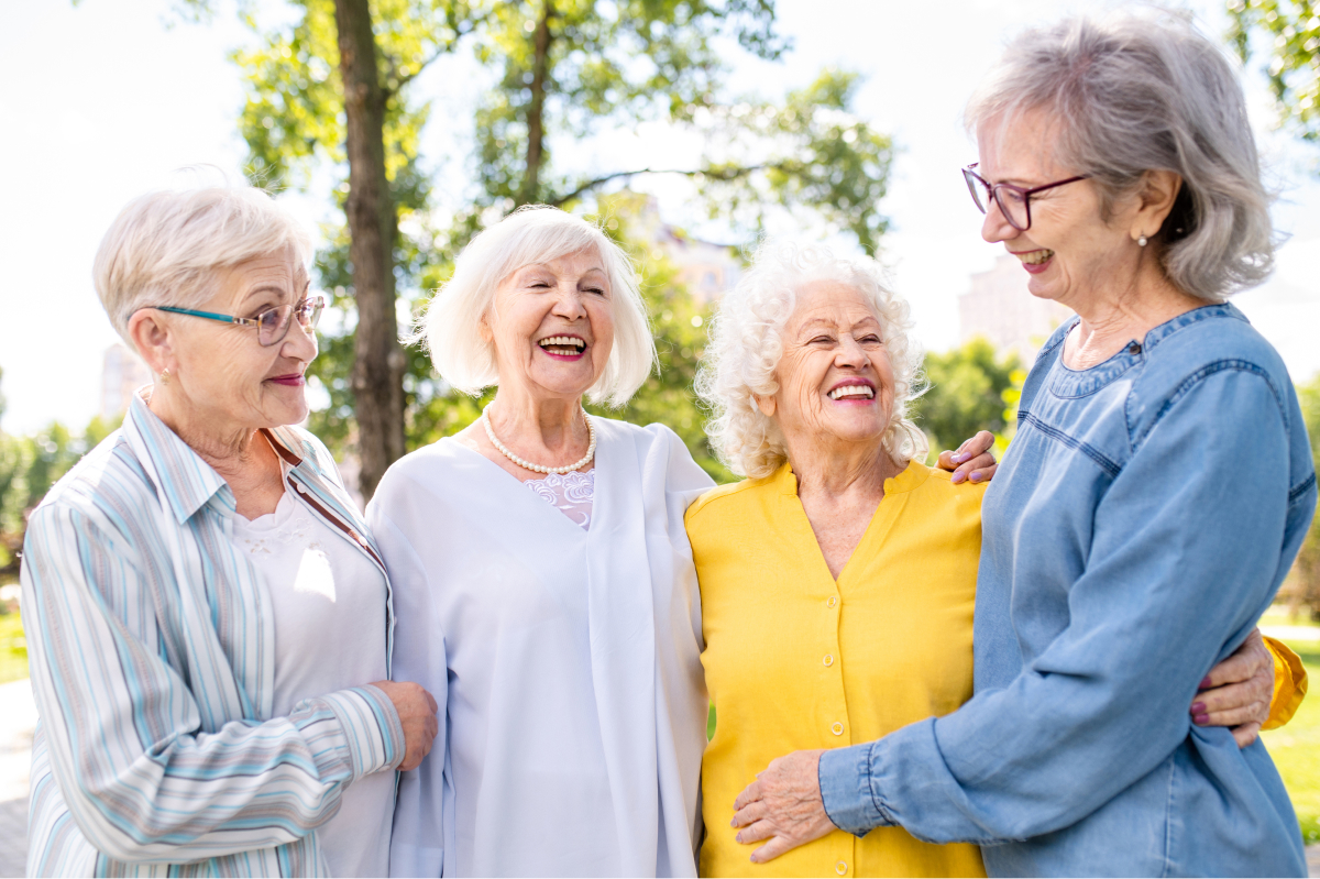 a group of older women standing together